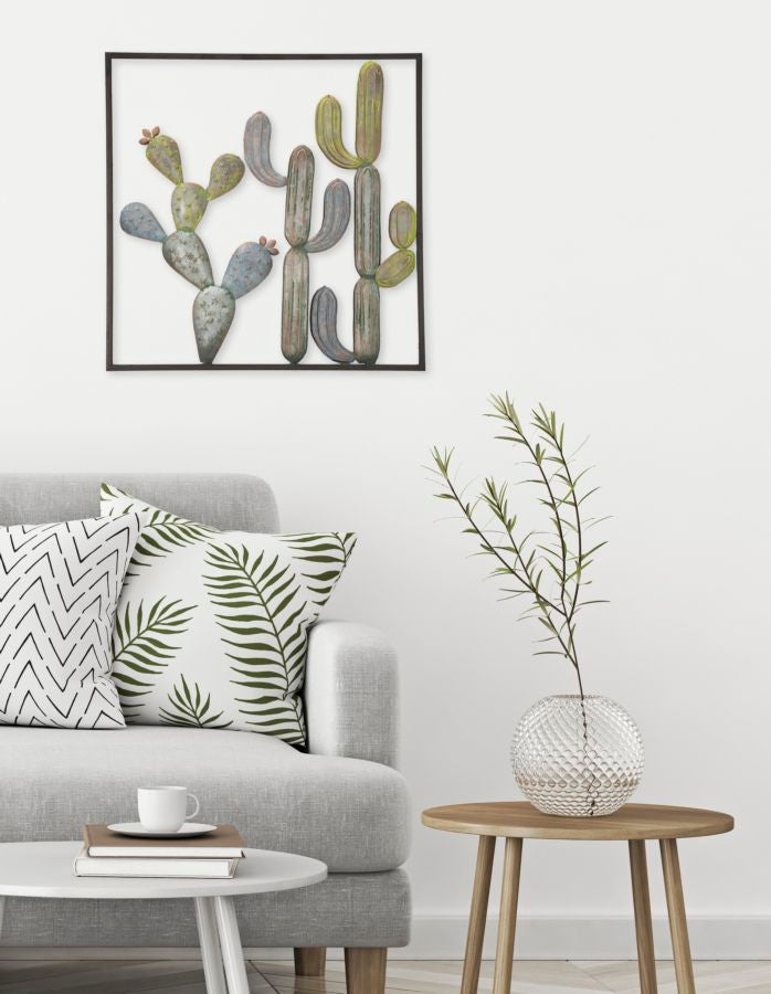 Fém Kaktusz Fali Dekoráció Keretben