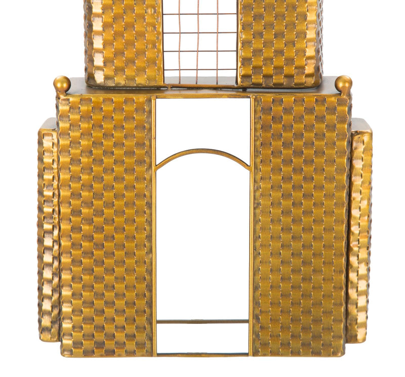Aranyszínű Torony Épület formájú Fém Falióra