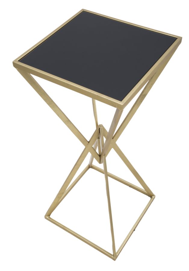 Aranyszínű és Fekete Fém Kisasztal Piramis Alakú lábakkal