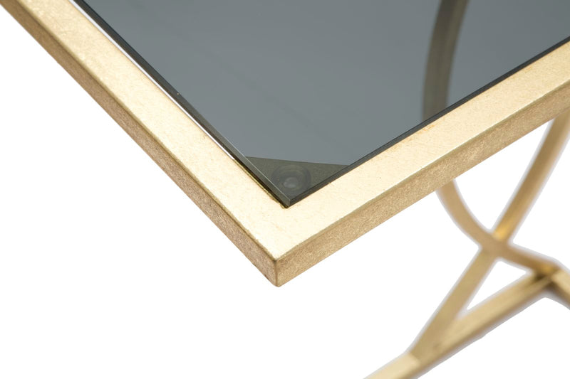 Aranyszínű Fém és Üveg Geometrikus Kisasztal