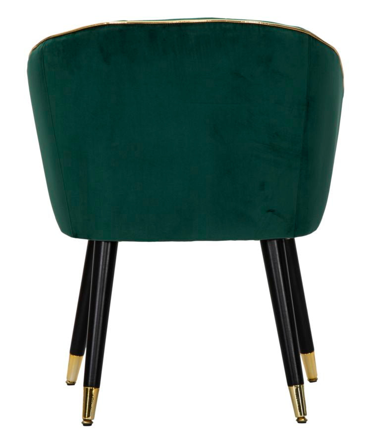Zöld Párnázott Fotel Fekete Fa Lábakkal és Aranyszínű Részletekkel