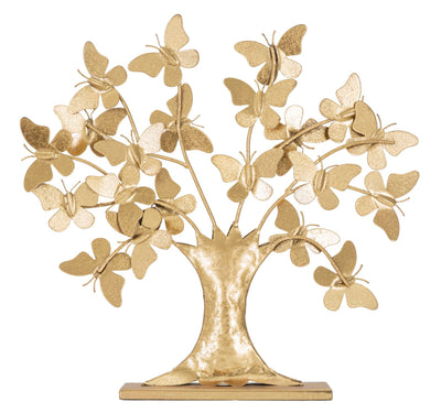 Aranyszínű Pillangós Fa Dekoráció (Modern Szobor)