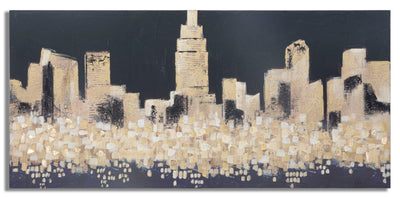 Aranyszínű és Fekete Absztrakt Város Festmény