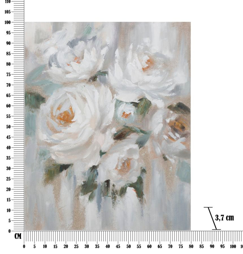 Fehér Virágos Festmény (Kézzel Készített)