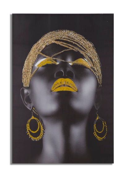 Nőt ábrázoló Aranyszínű és Fekete Modern Festmény