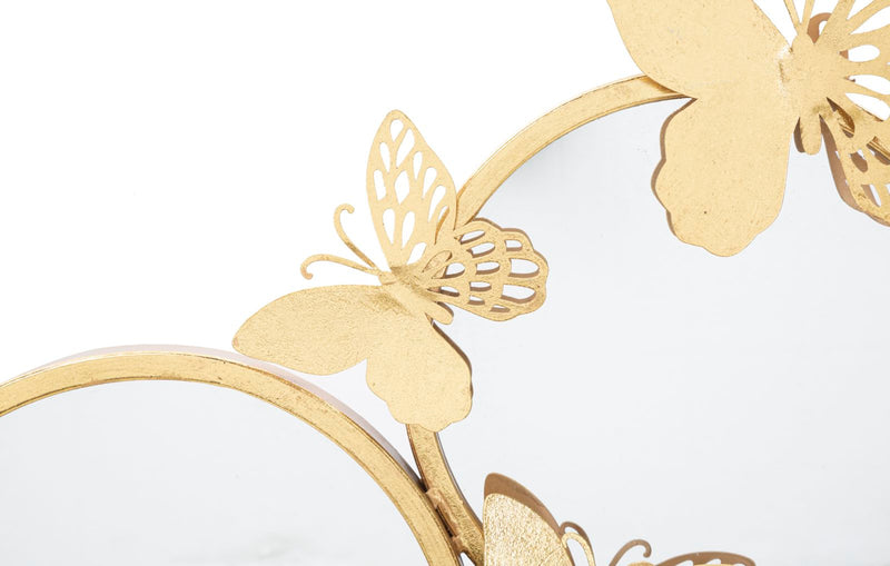 Aranyszínű Kerek Falitükrök Pillangókkal