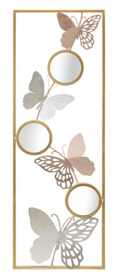  Fém Kerek Tükrök Pillangókkal Fali Dekoráció Szögletes Keretben