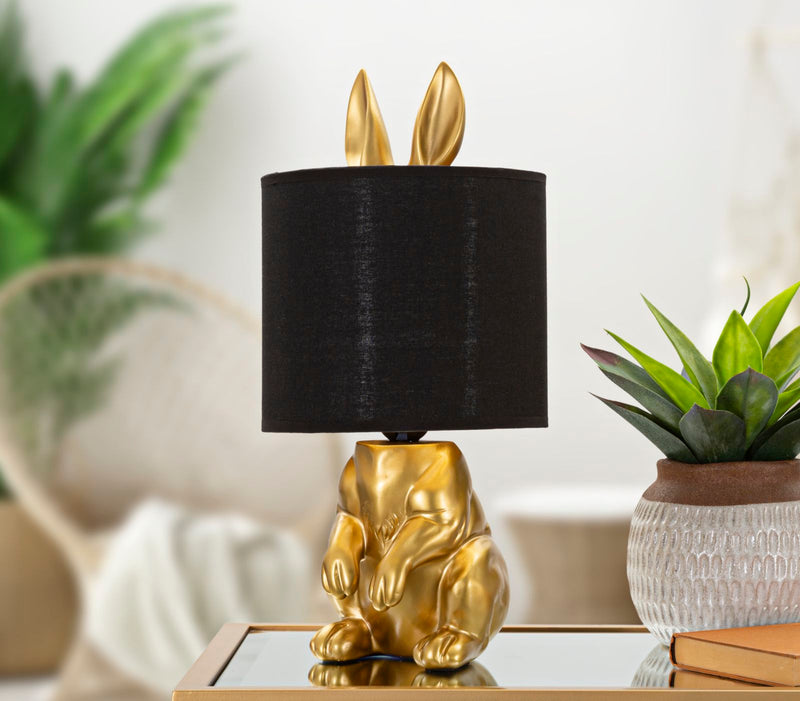 Aranyszínű és Fekete Modern Nyúlas Asztali Lámpa