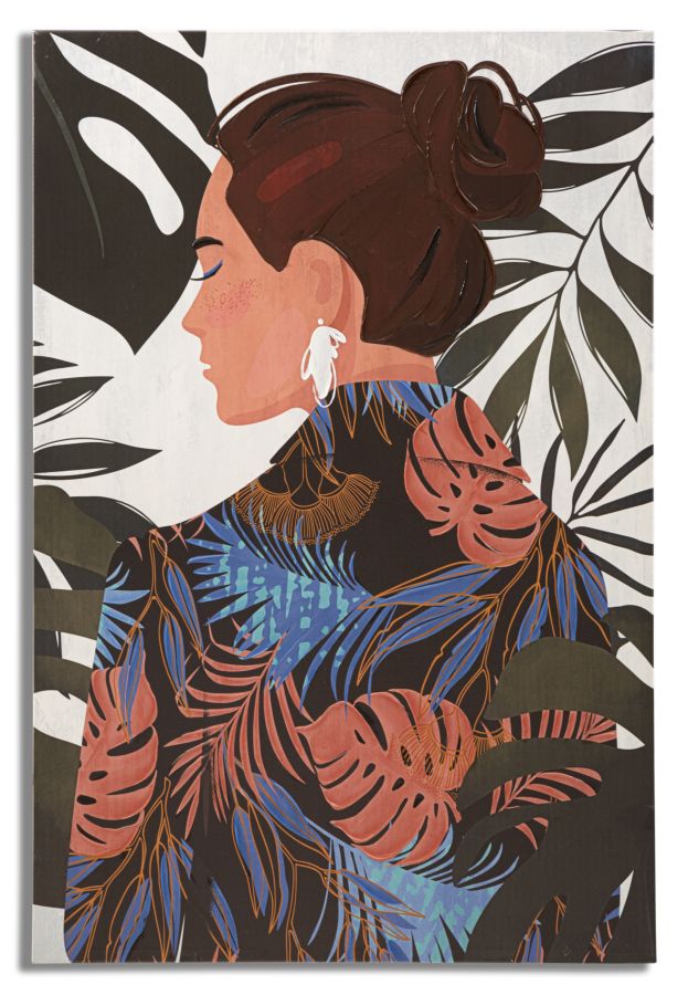 Nő az Esőerdőben Modern Trópusi Festmény