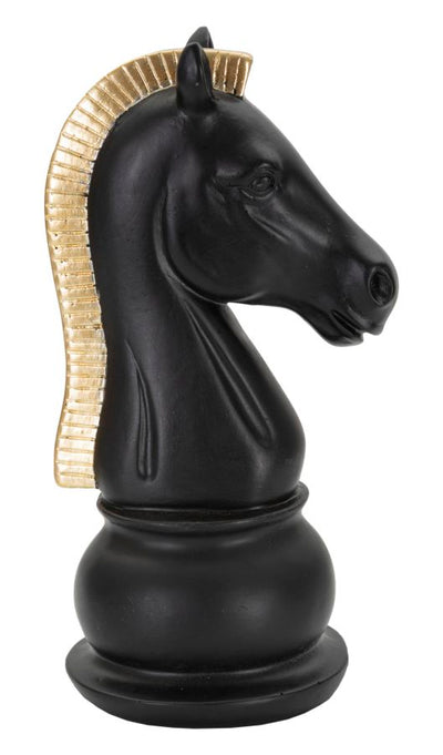 Fekete & Aranyszínű Ló Sakkbábú (Modern Szobor)