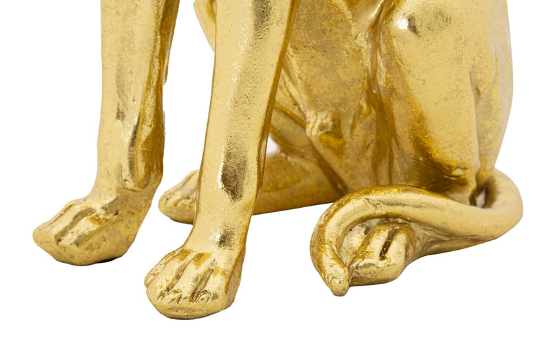 Aranyszínű Kutya Szobor Koronával (Modern Dekoráció)
