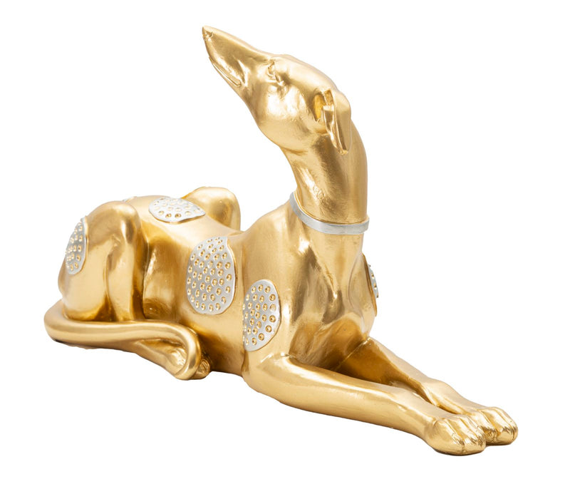 Aranyszínű Fekvő Kutya Szobor (Modern Dekoráció)