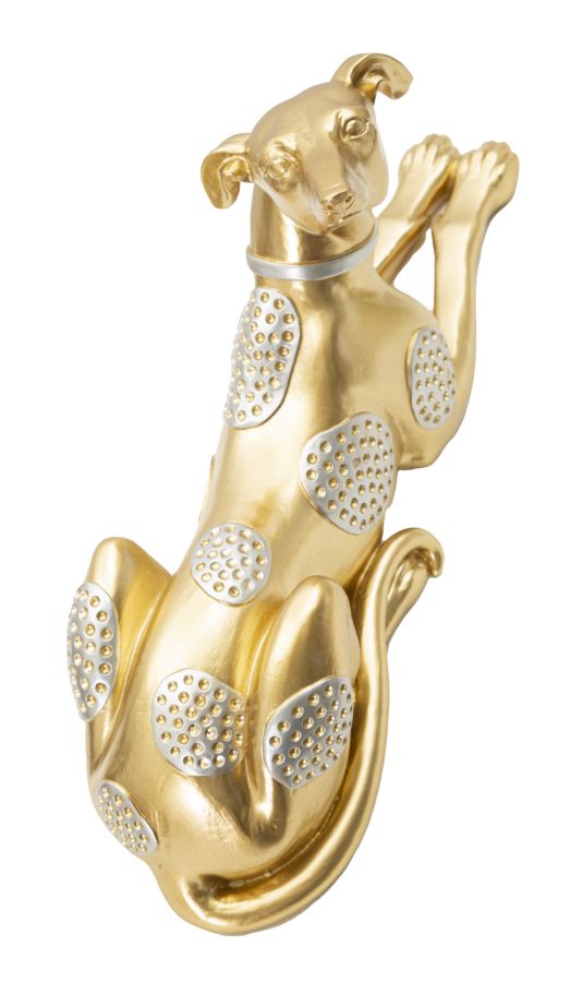 Aranyszínű Fekvő Kutya Szobor (Modern Dekoráció)