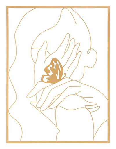Modern Absztrakt Női Arcot ábrázoló Aranyszínű Fém Fali Dekoráció