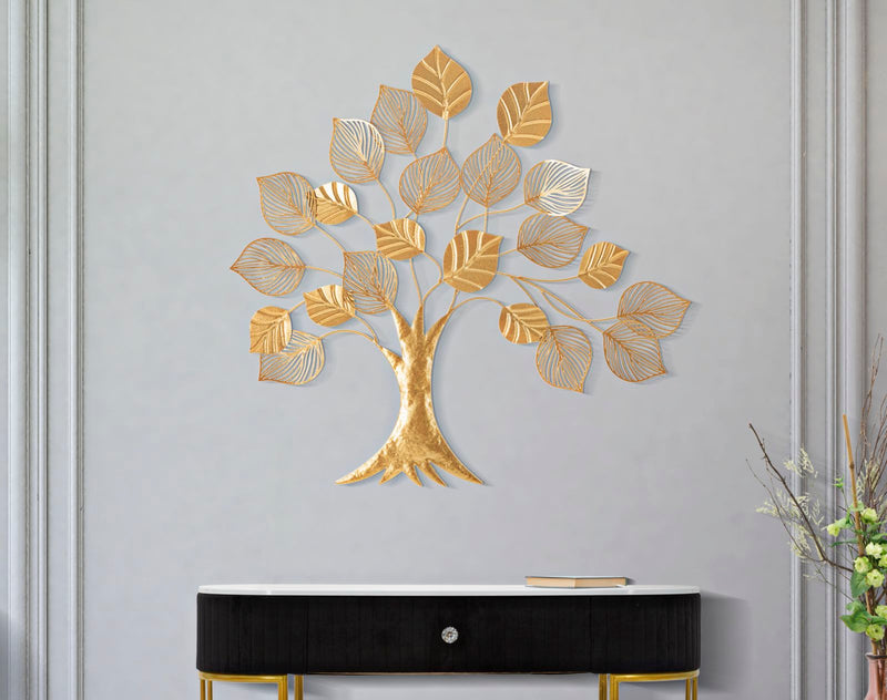 Aranyszínű Fa Levelekkel Fali Dekoráció