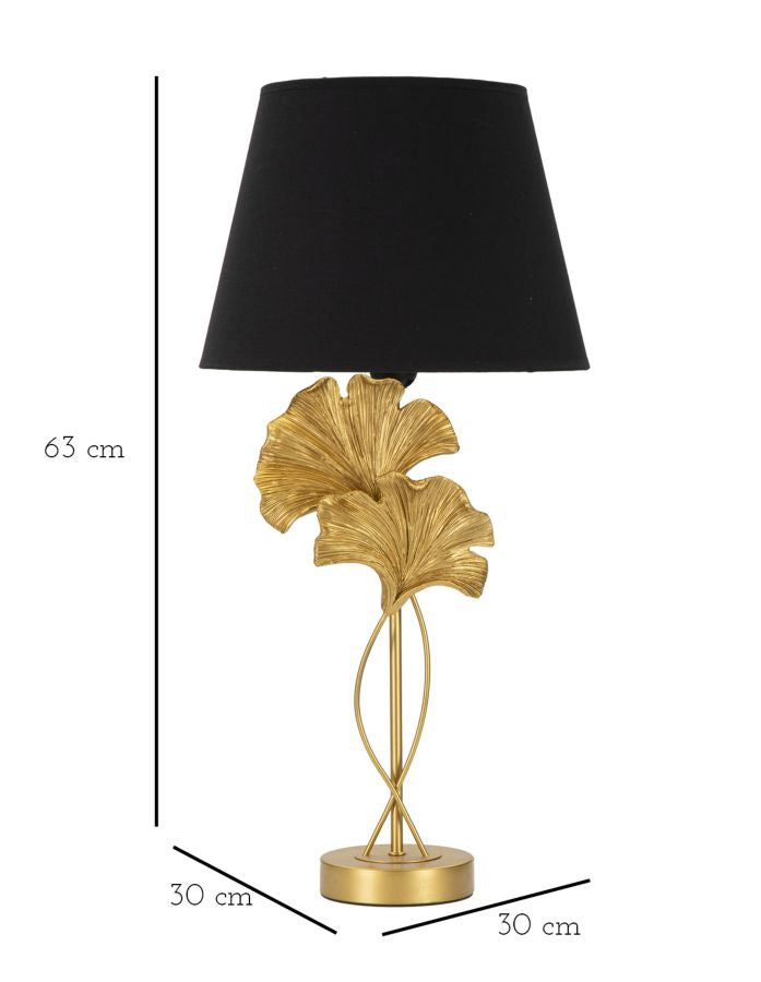 Aranyszínű és Fekete Modern Levélmintás Asztali Lámpa