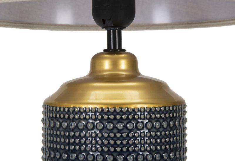 Aranyszínű és Fekete Kerámia Asztali Lámpa Fehér Lámpabúrával