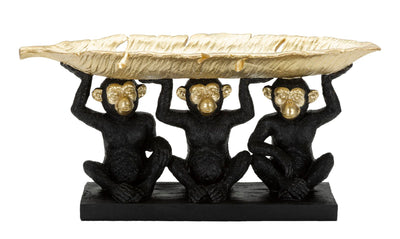 Fekete & Aranyszínű Tripla Majom Szobor (Modern Dekoráció - Tároló)