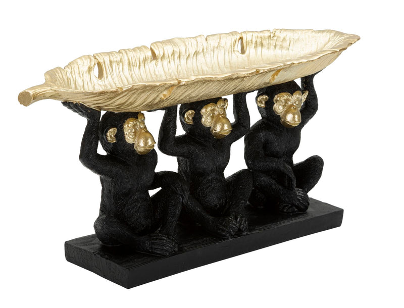 Fekete & Aranyszínű Tripla Majom Szobor (Modern Dekoráció - Tároló)