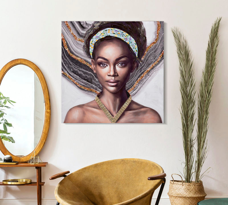 Fekete Nőt ábrázoló Modern Kézzel festett Festmény