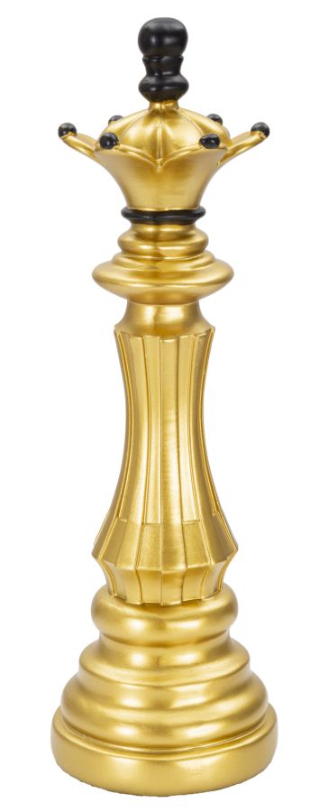 Aranyszínű & Fekete Királynő Sakkbábú (Modern Szobor)