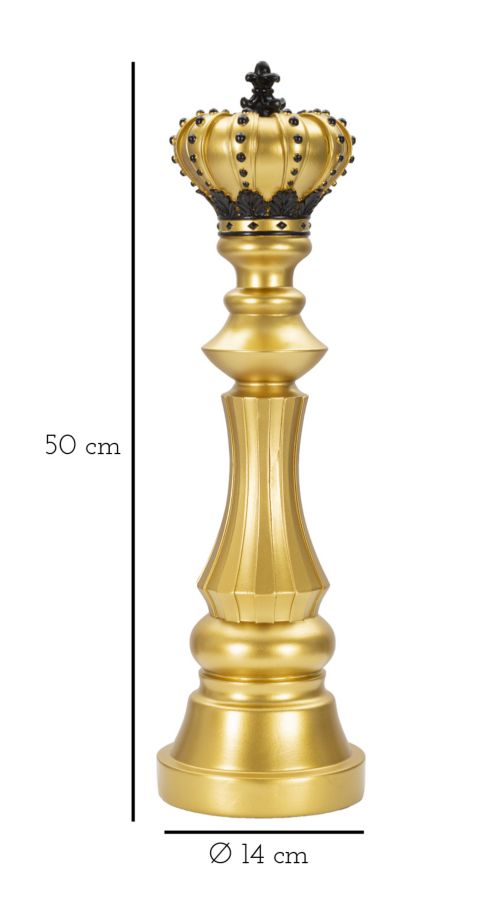 Aranyszínű & Fekete Király Sakkbábú (Modern Szobor)