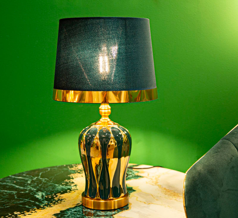 Aranyszínű és Zöld Luxus Asztali Lámpa