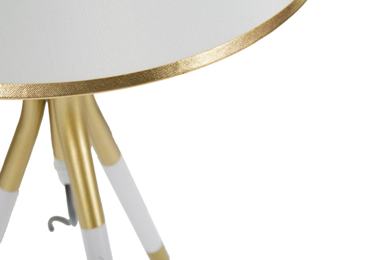 Aranyszínű és Fehér Fém Asztali Lámpa 3 Lábbal