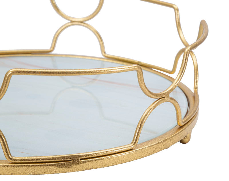Aranyszínű Üveg Tálca (Modern Dekoráció)
