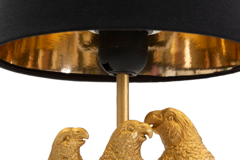 Fekete Asztali Lámpa Aranyszínű Papagájokkal