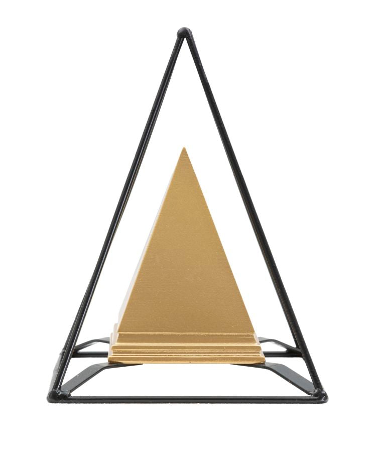 Aranyszínű Piramis formájú Dekoráció Fekete Vázzal (Modern Szobor)