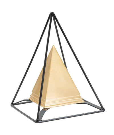 Aranyszínű Piramis formájú Dekoráció Fekete Vázzal (Modern Szobor)