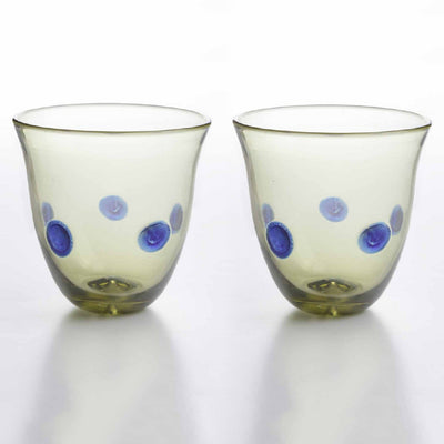 Római üveg csésze párban kék pöttyökkel