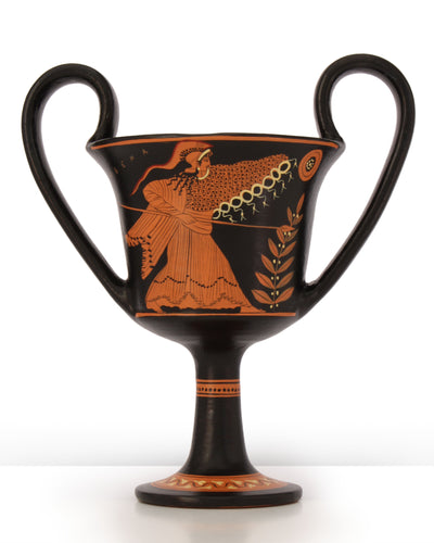 Ókori görög vörösalakos kantharosz Demeterrel és Athénével