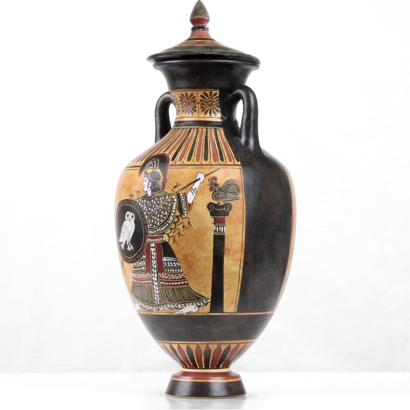 Ókori görög feketealakos olimpiai játékok - Amfóra Athenával és futókkal