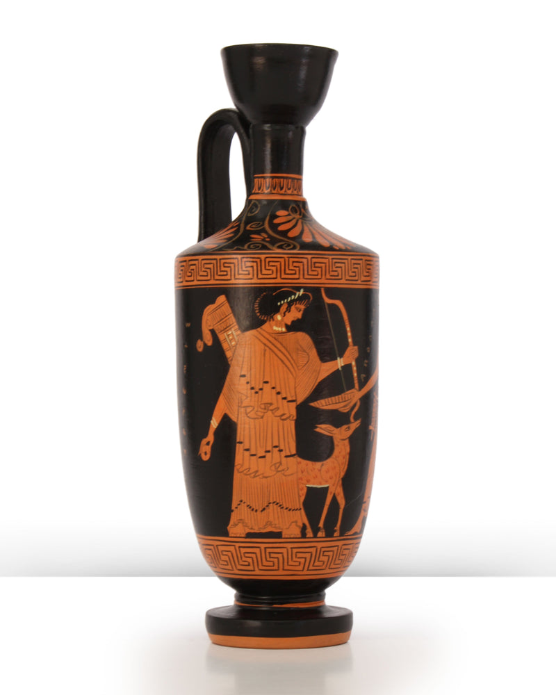 Ókori görög vörösalakos lekithos váza Artemisszel és Apollóval