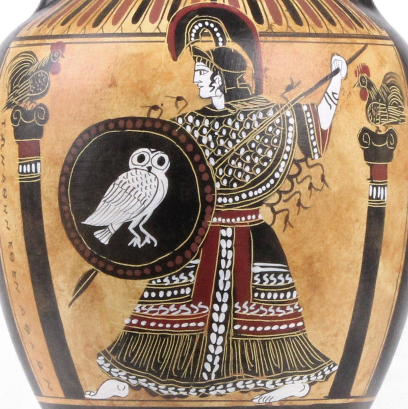 Ókori görög feketealakos olimpiai játékok - Amfóra Athenával és futókkal