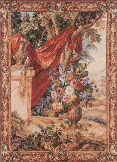 Virágcsokor piros drapériával - faliszőnyeg